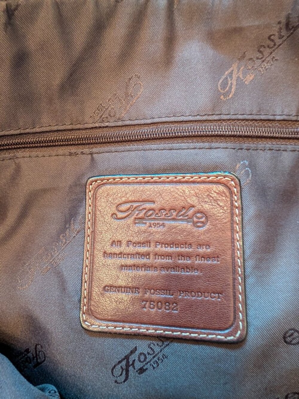 Fossil Rare Vintage Dark Brown Leather Tote - Picture 5 of 8